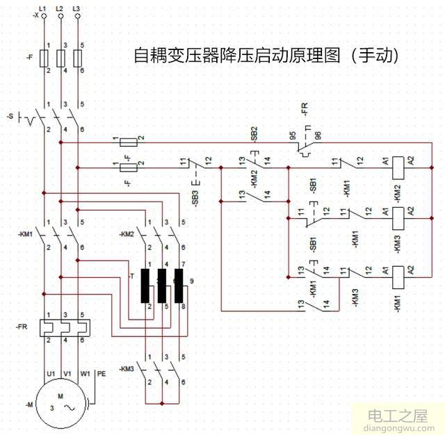 電動(dòng)機自耦降壓?jiǎn)?dòng)柜變壓器接線(xiàn)圖