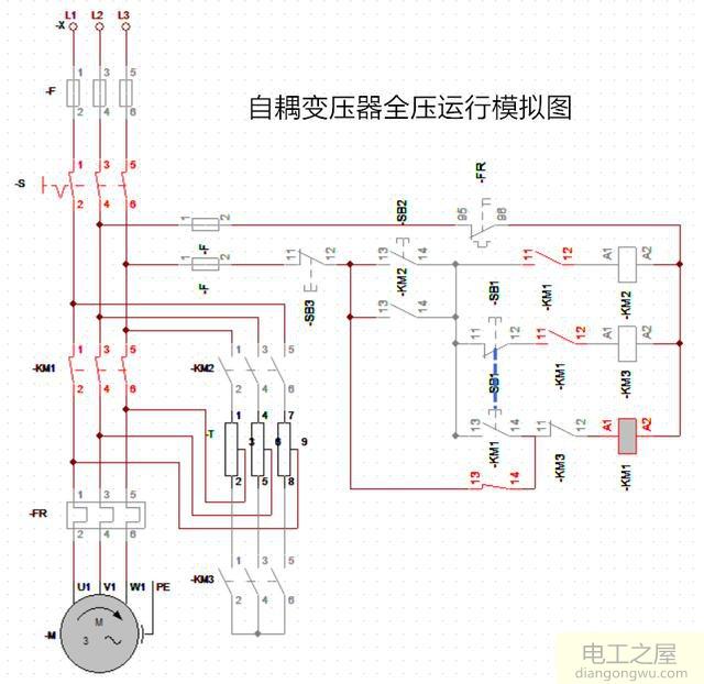 電動(dòng)機自耦降壓?jiǎn)?dòng)柜變壓器接線(xiàn)圖