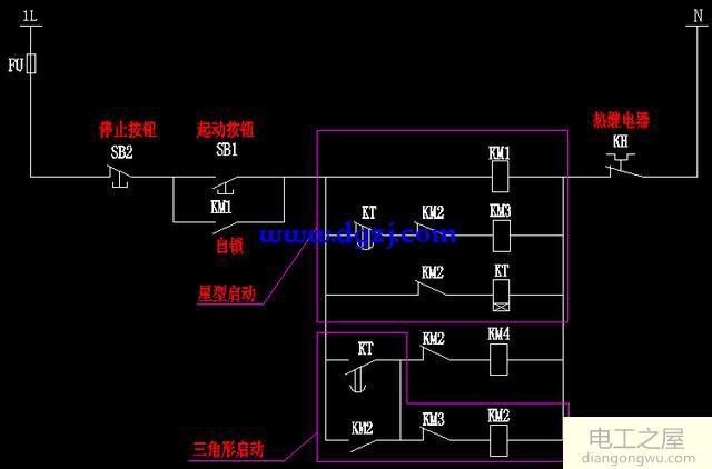 閉式星三角啟動(dòng)電路圖詳解